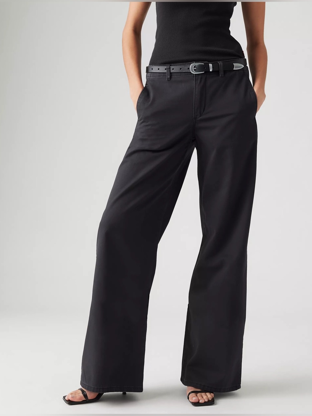 Levi's Premium XL Chino Women’s Pants Black Wide Leg Mid Rise Pants Size 25 EUC